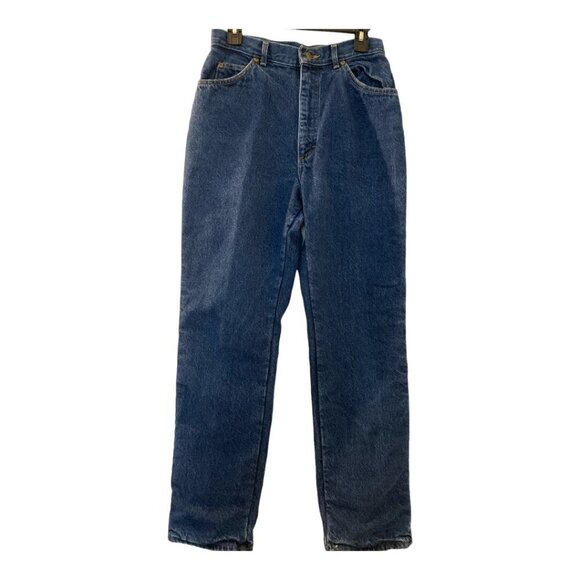 L.L.Bean jeans, flannel lined, size 12.  High waisted. Straight leg, 5 pocket. - Picture 1 of 6